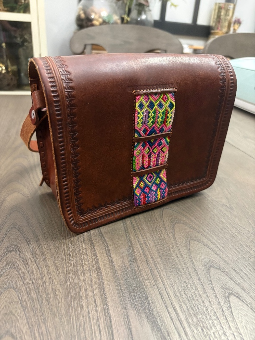 Hand tooled leather bag